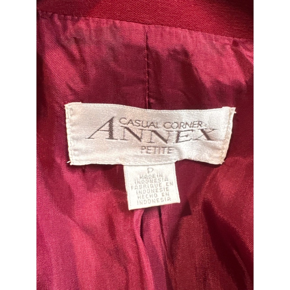 Casual Corner Annex Petite P Burgundy Velvet Blazer Jacket Y2K Tailored - Picture 6 of 8